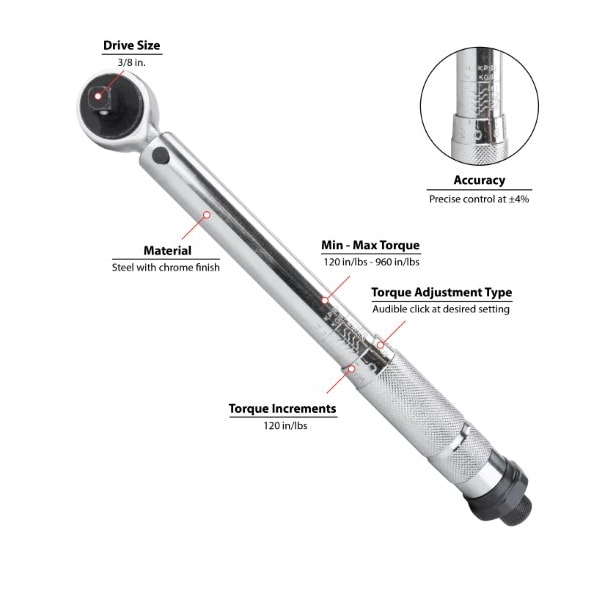 3/8 In Dr. Click Torque Wrench,M202-P